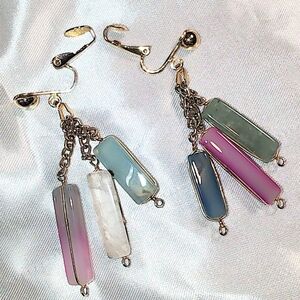 Elegant Multicolor Glass/Stone Dangle Earrings
